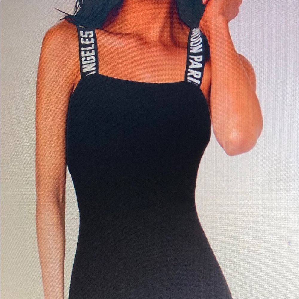 Black Letter Strap Bodycon Dress
